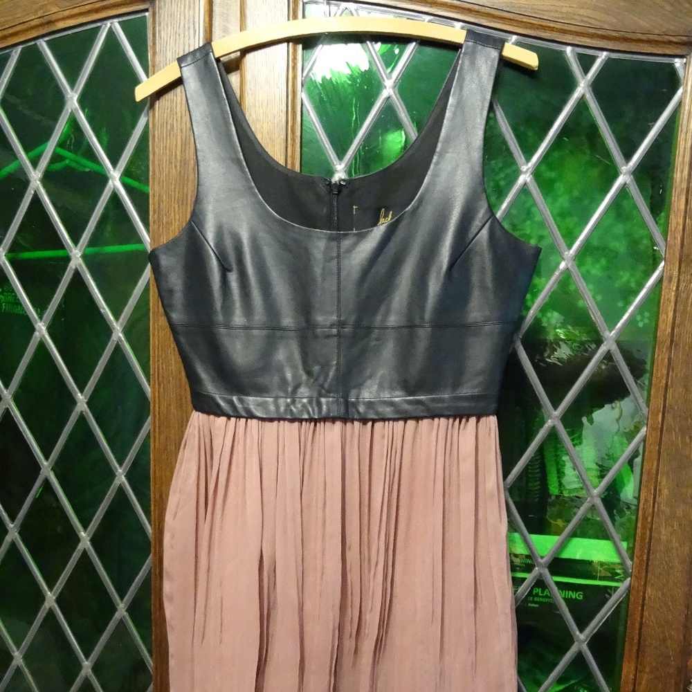 Jack by BB Dakota Faux Leather & Chiffon Dress